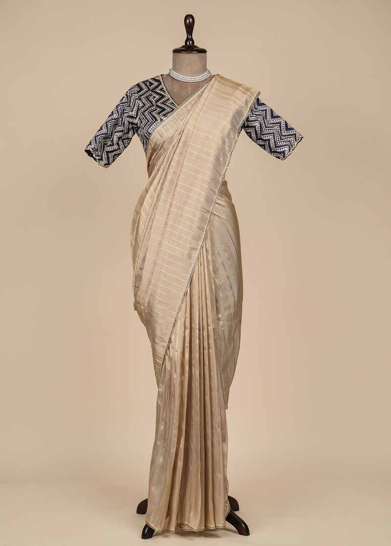 Gold Tissue Embroidered Saree