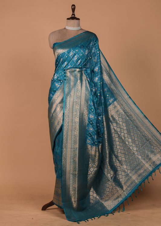 Blue Art Silk Kanjeevaram Saree