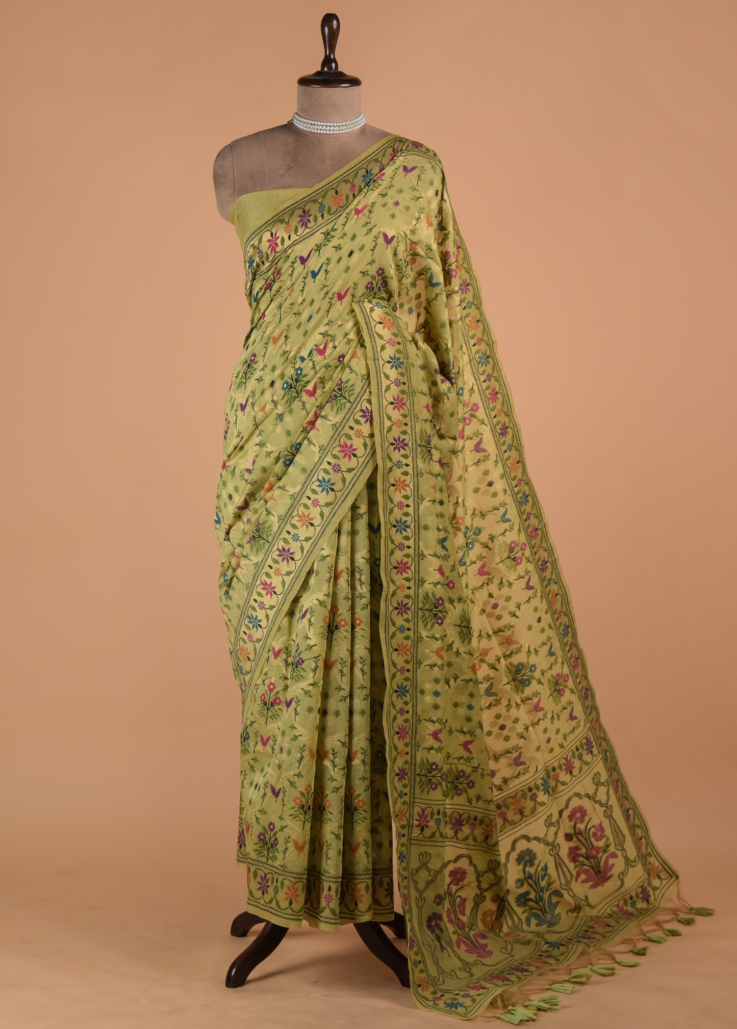 Green Cotton Banarasi Saree