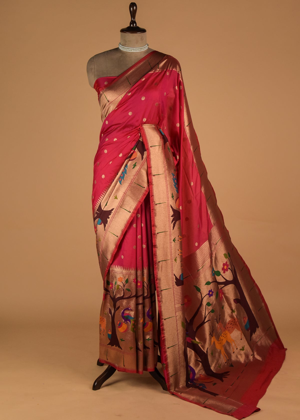 Pink Art Satin Banarasi Saree