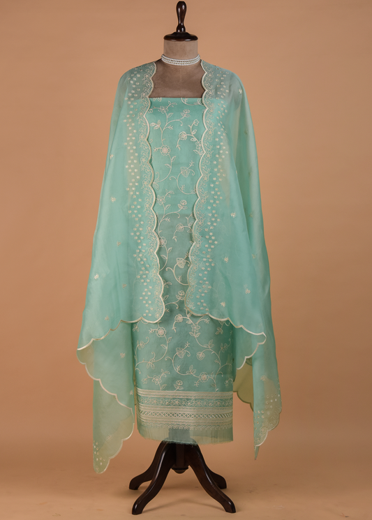 Blue Cotton Dress Material | Greenways Delhi