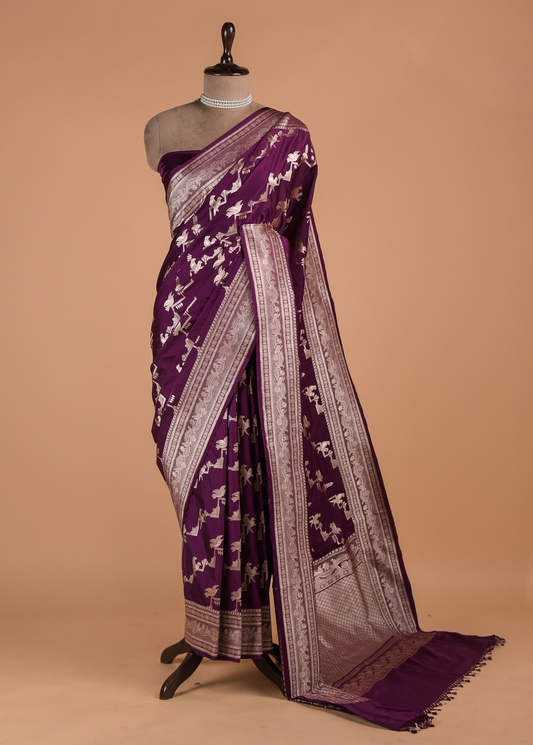Purple Art Silk Banarasi Saree