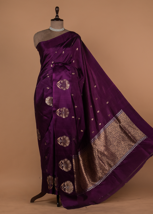 Purple Silk Banarasi Saree