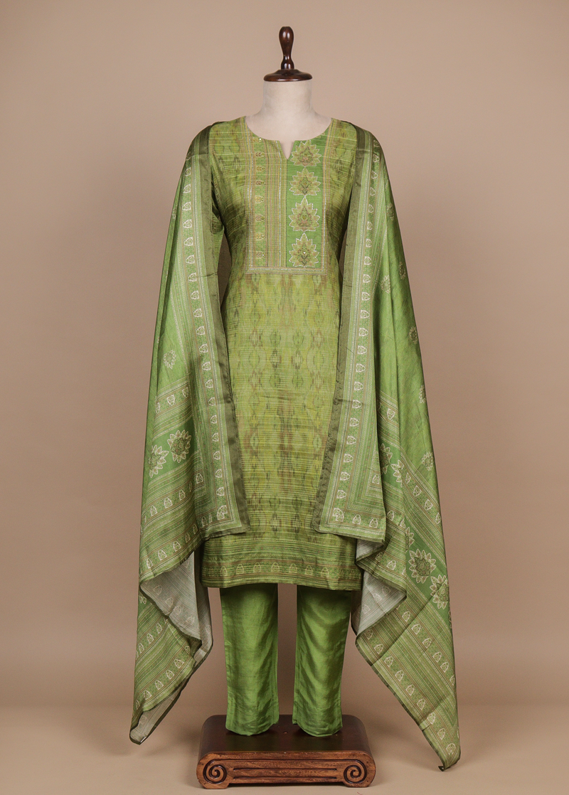 Green Tussar Straight Set