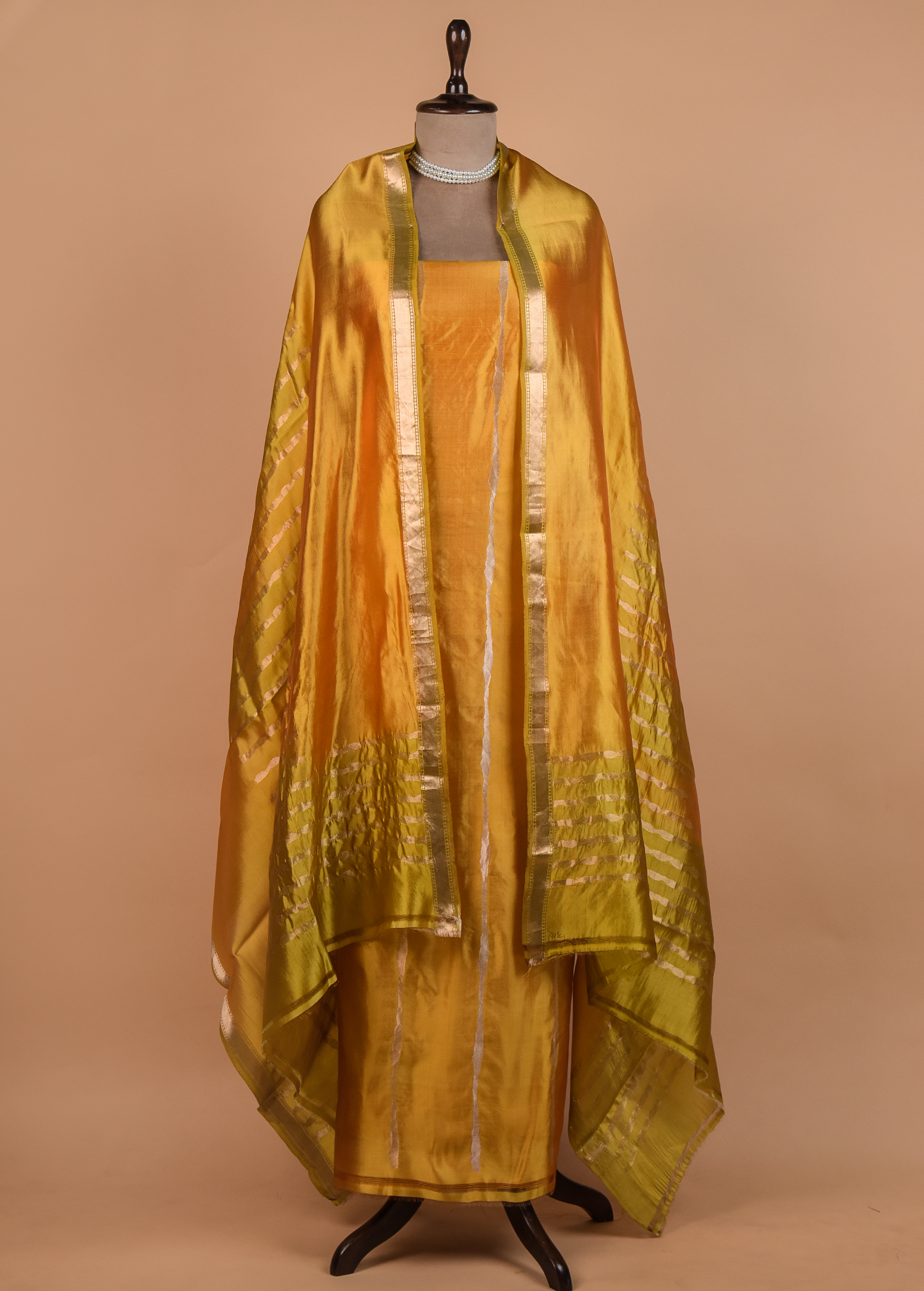 Yellow Silk Dress Material