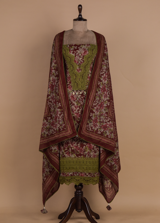 Multicoloured Chanderi Dress Material