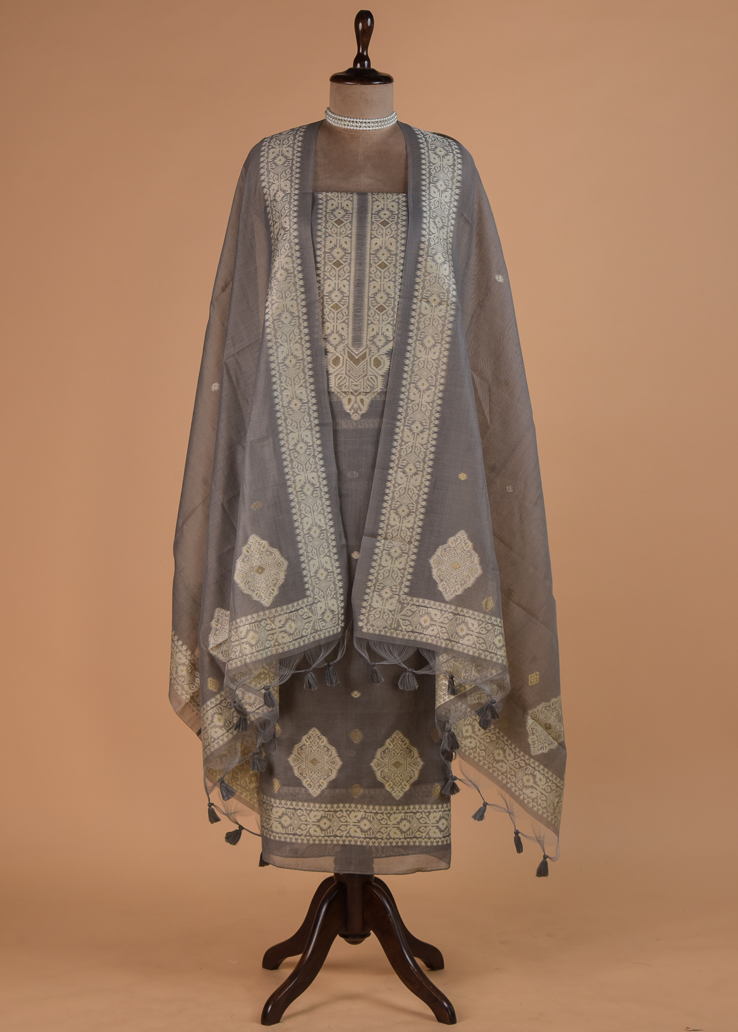 Grey Cotton Dress Material