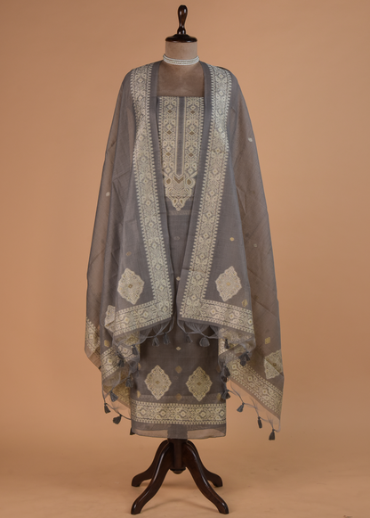 Grey Cotton Dress Material