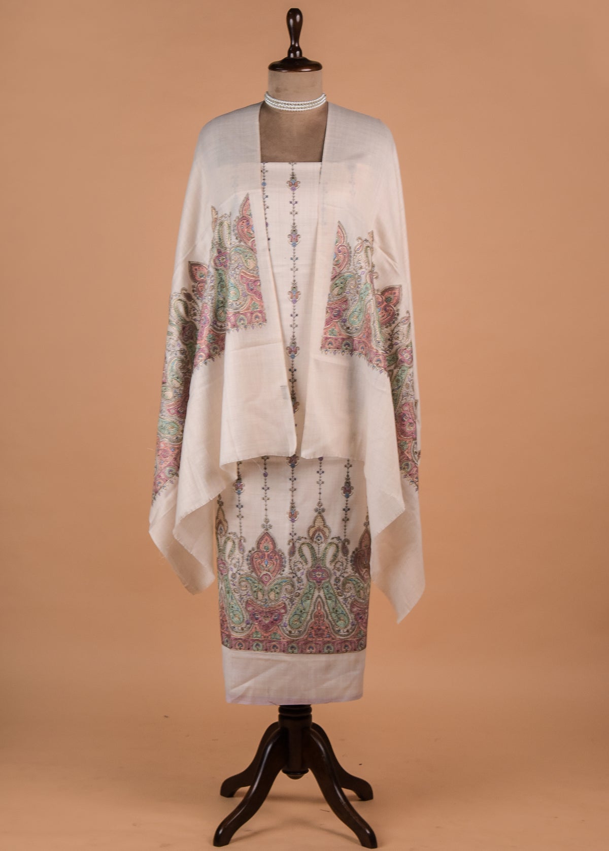 White Pashmina Dress Material