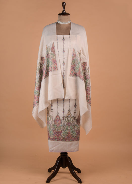 White Pashmina Dress Material