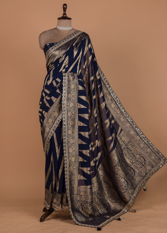 Blue Georgette Banarasi Saree