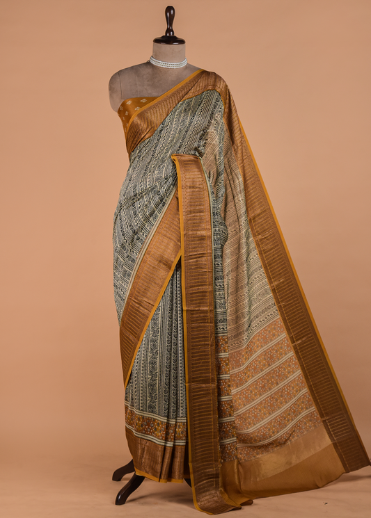 Multicolour Printed Cotton Saree | Greenways