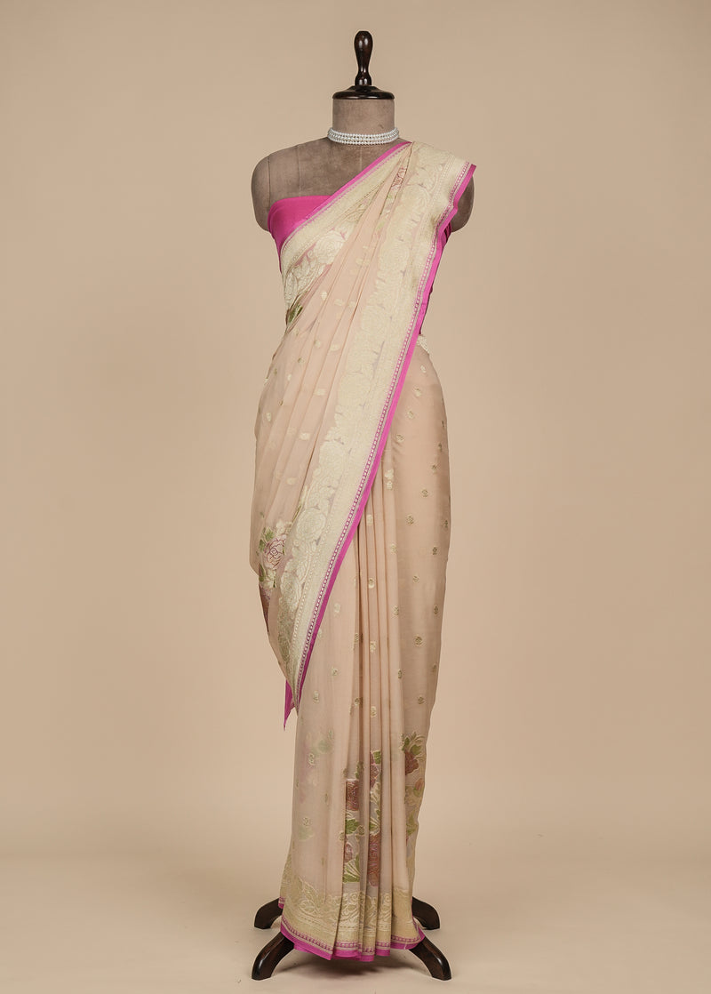 Pink Georgette Banarasi Saree