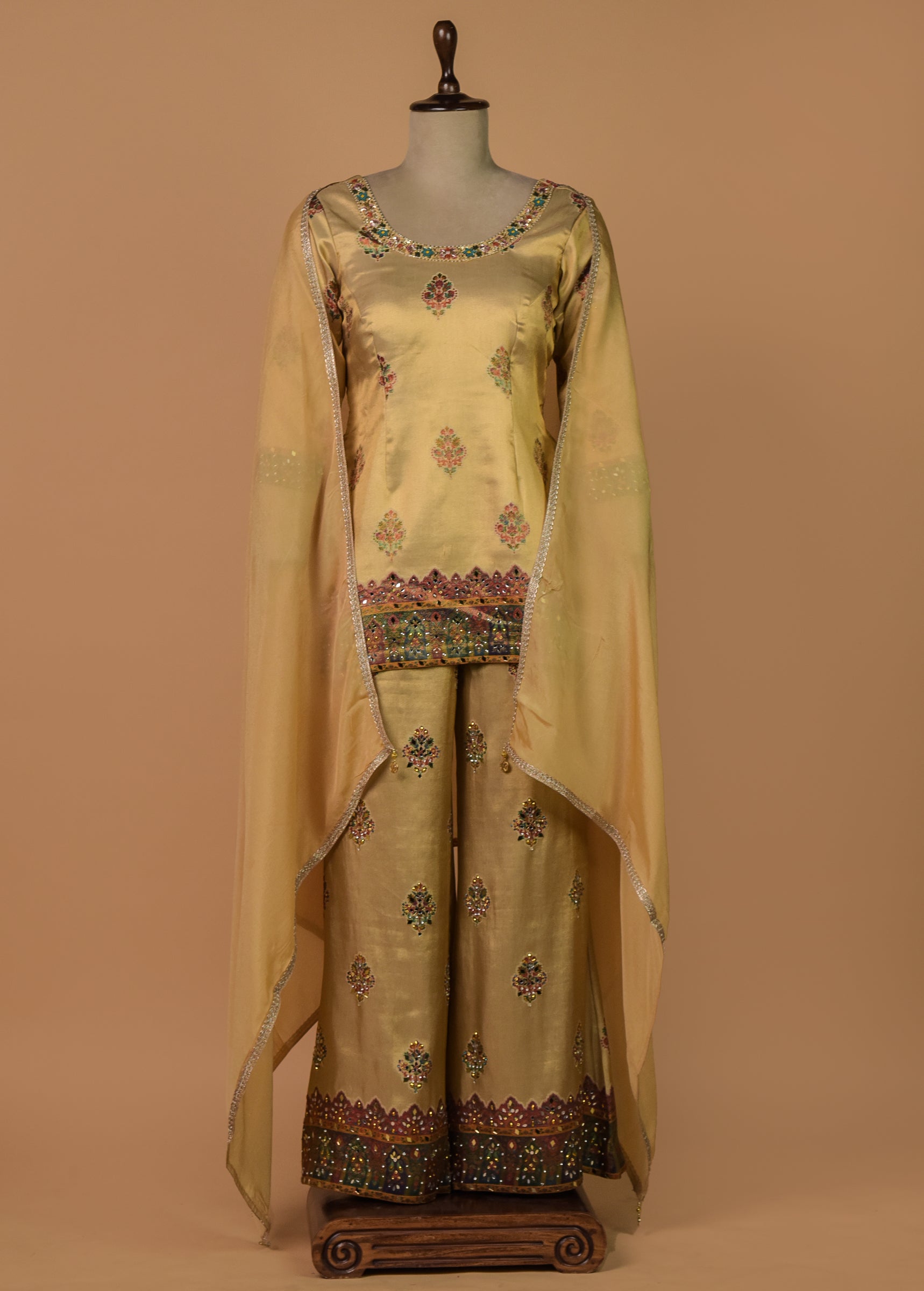 Gold Tissue Silk Coord Set