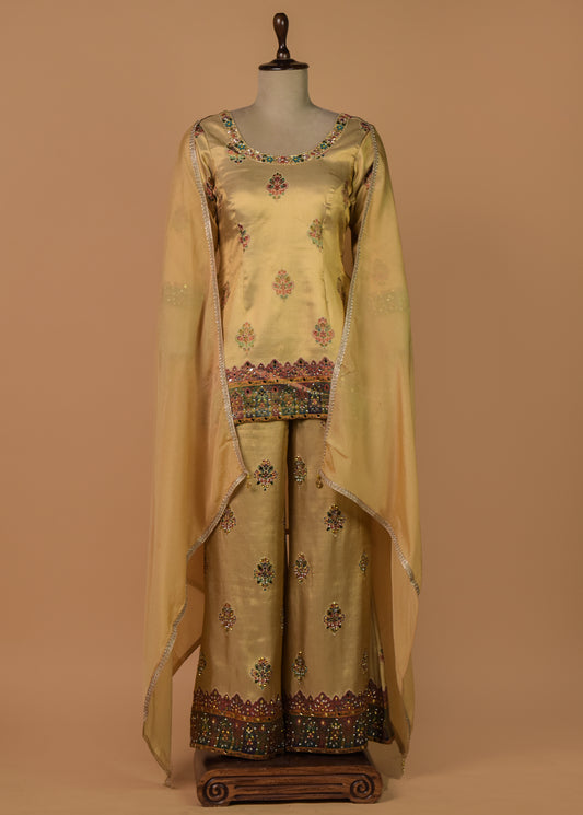 Gold Tissue Silk Coord Set