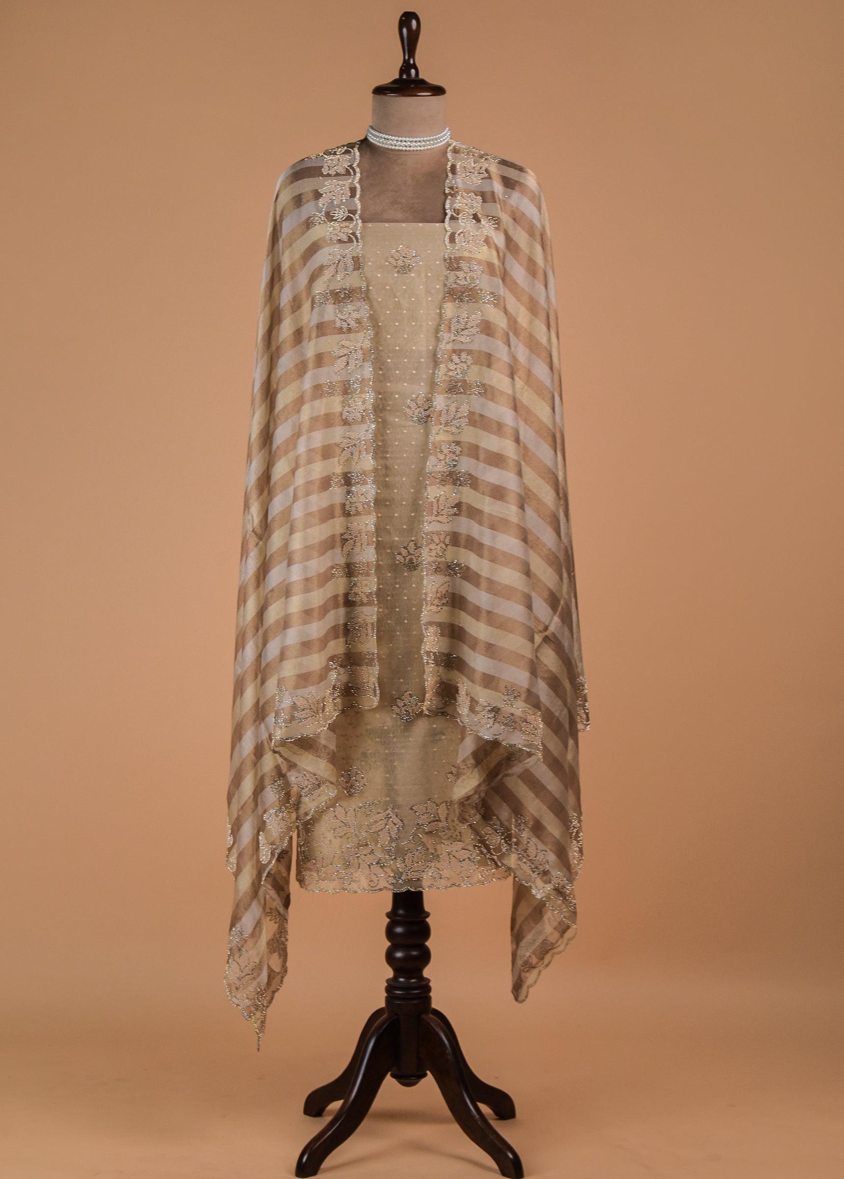Gold Tissue Georgette Dress Material