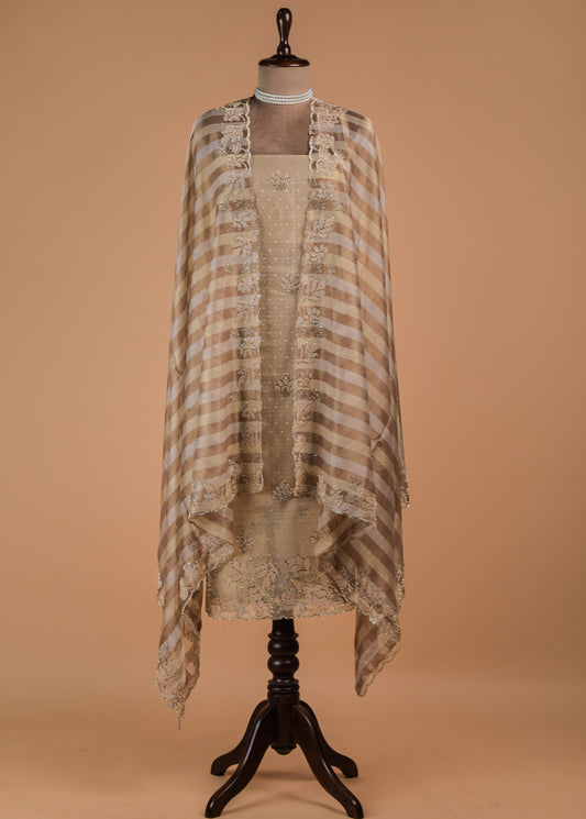 Gold Tissue Georgette Dress Material