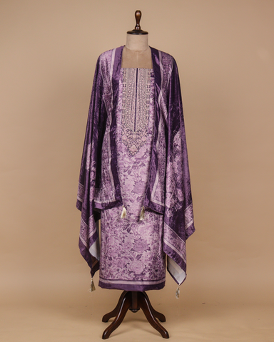 Purple Velvet Dress Material