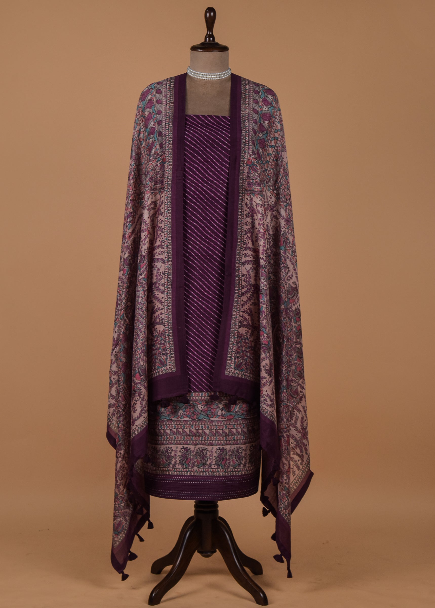 Purple Cotton Silk Dress Material