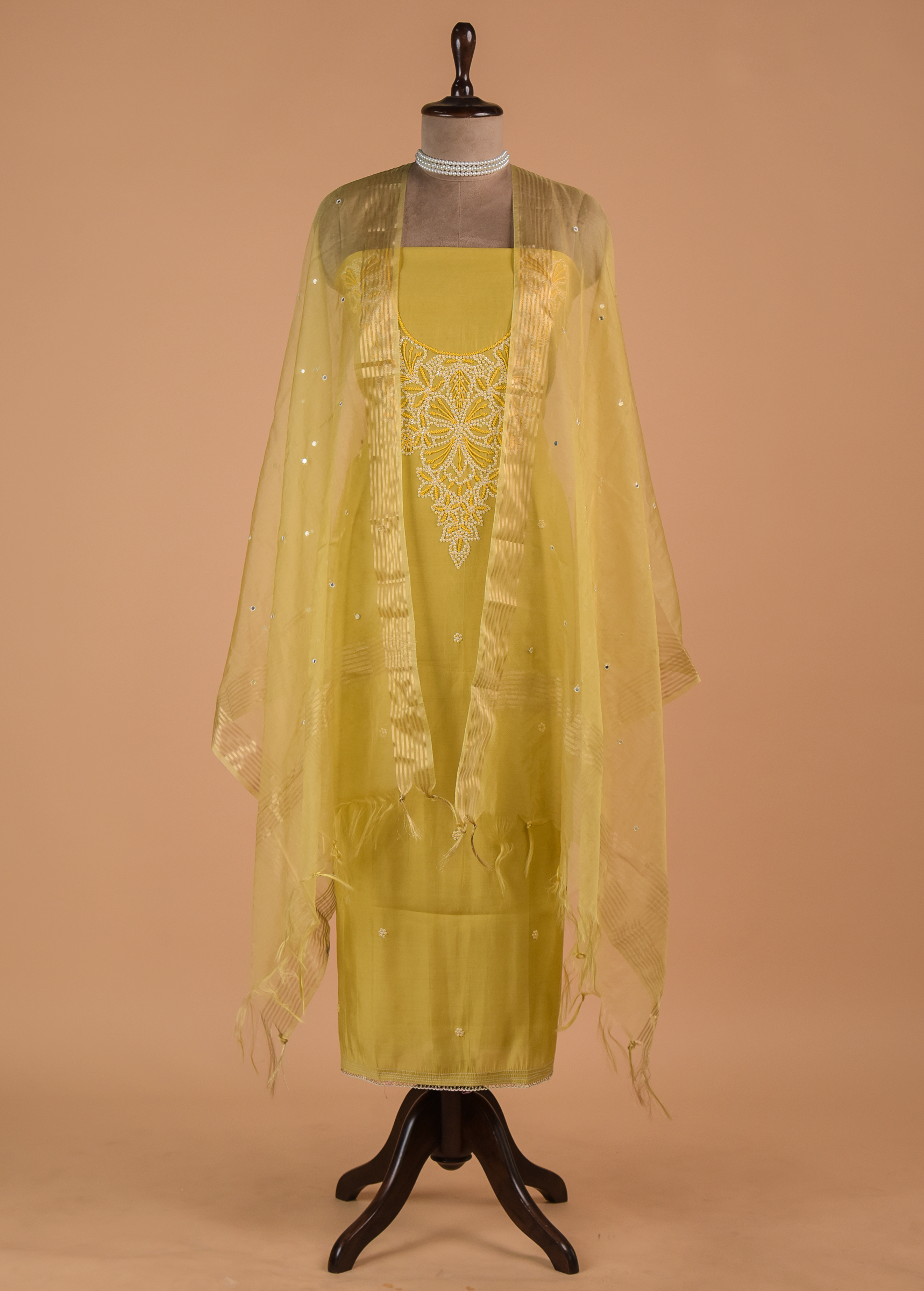 Yellow Cotton Dress Material | Greenways