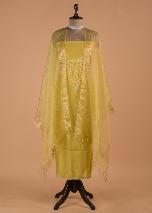 Yellow Cotton Dress Material | Greenways