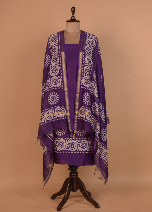 Purple Chanderi Dress Material