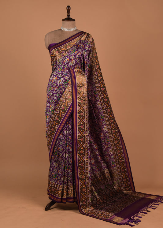Purple Art Silk Patola Saree