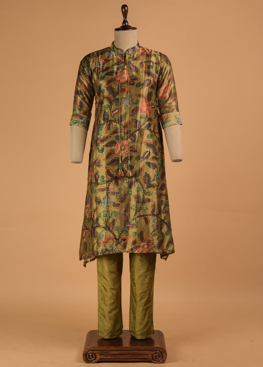 Green Tussar Cotton Coord Set