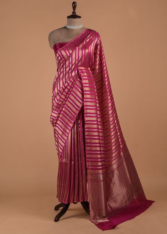 Pink Art Silk Banarasi Saree