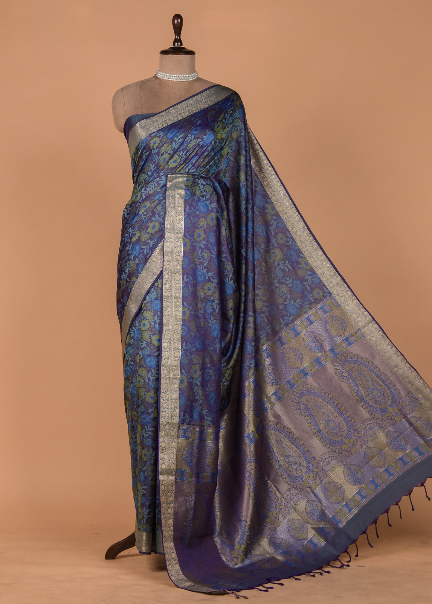 Blue Art Silk Kanjeevaram Saree