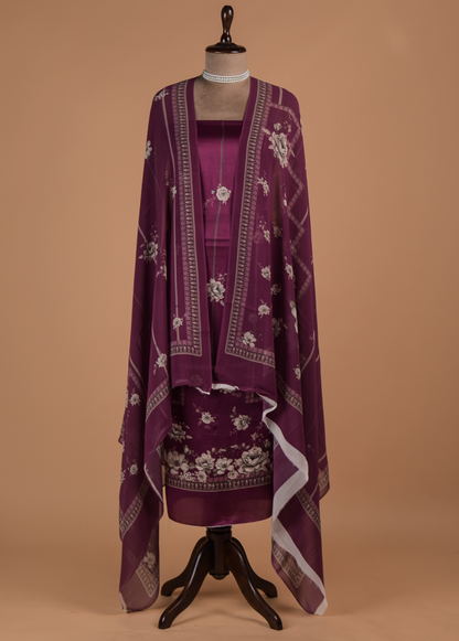 Purple Satin Dress Material