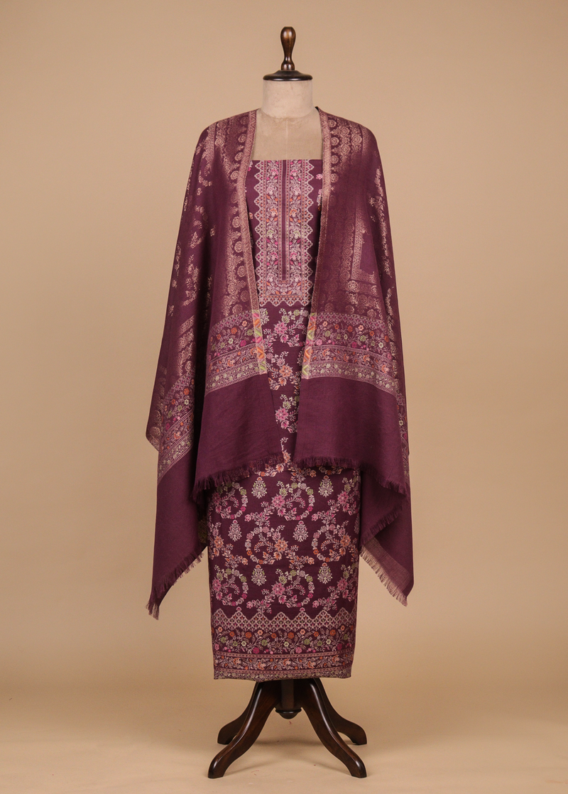 Purple Pashmina Dress Material