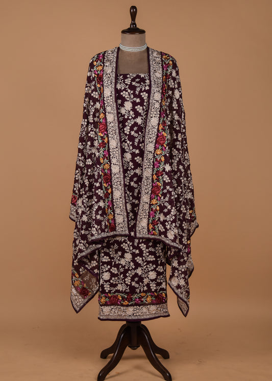 Wine Georgette Dress Material
