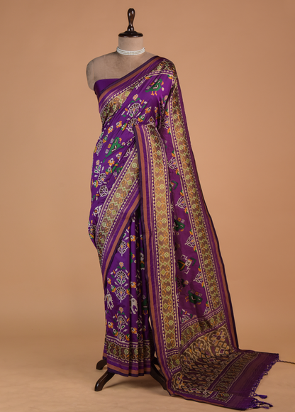 Purple Art Silk Patola Saree