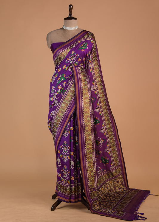 Purple Art Silk Patola Saree