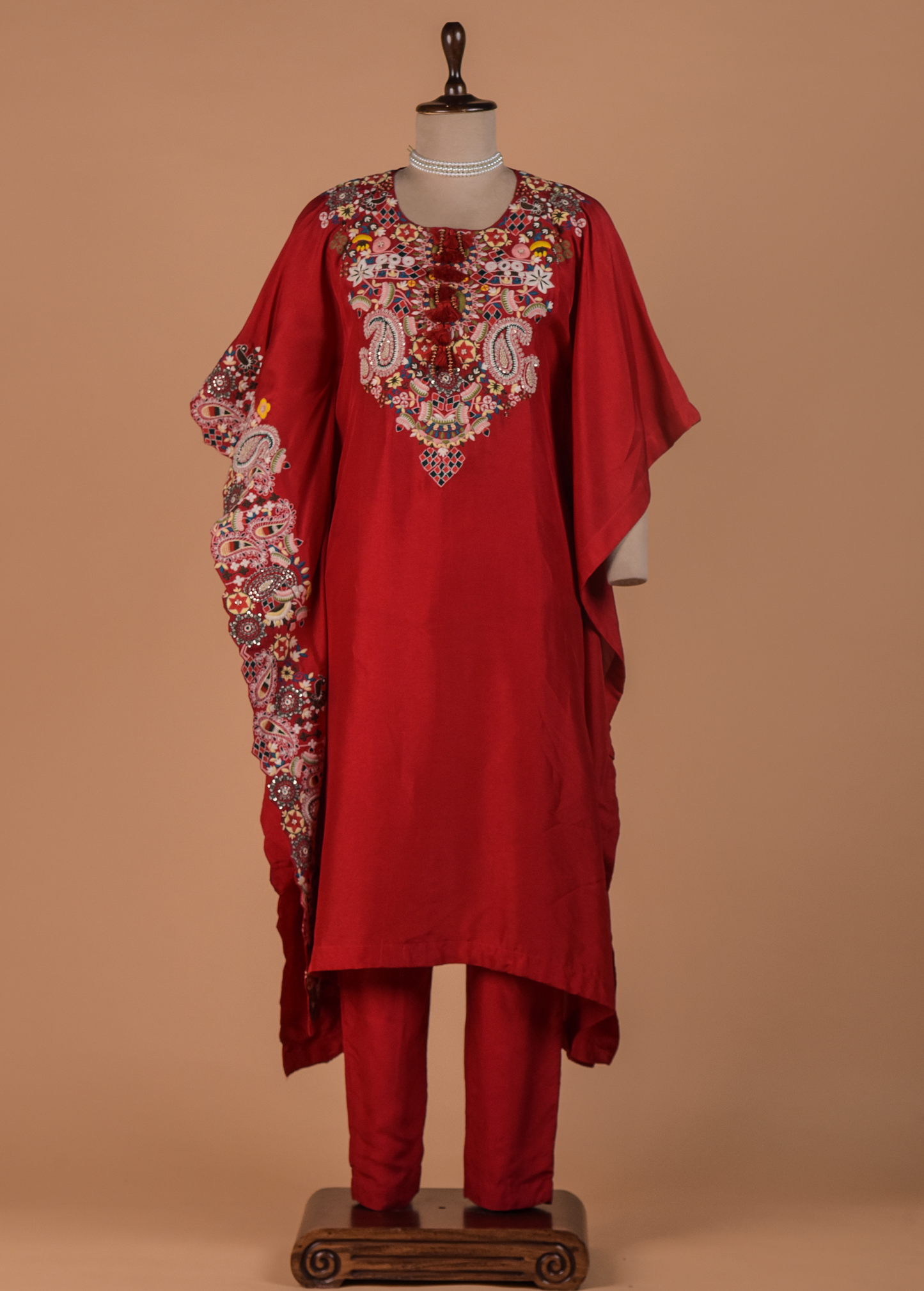 Red Crepe Silk Coord Set