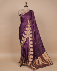 Purple Gajji Silk Bandhani Saree