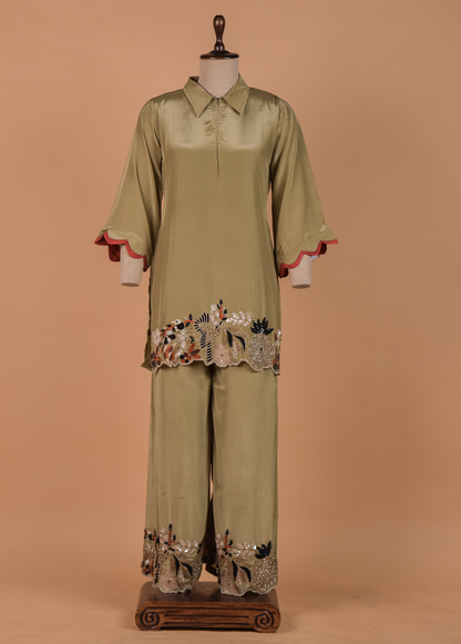 Green Crepe Coord Set