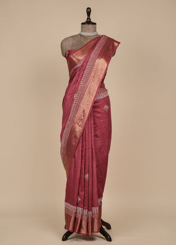 Red Tissue Georgette Embroidered Saree