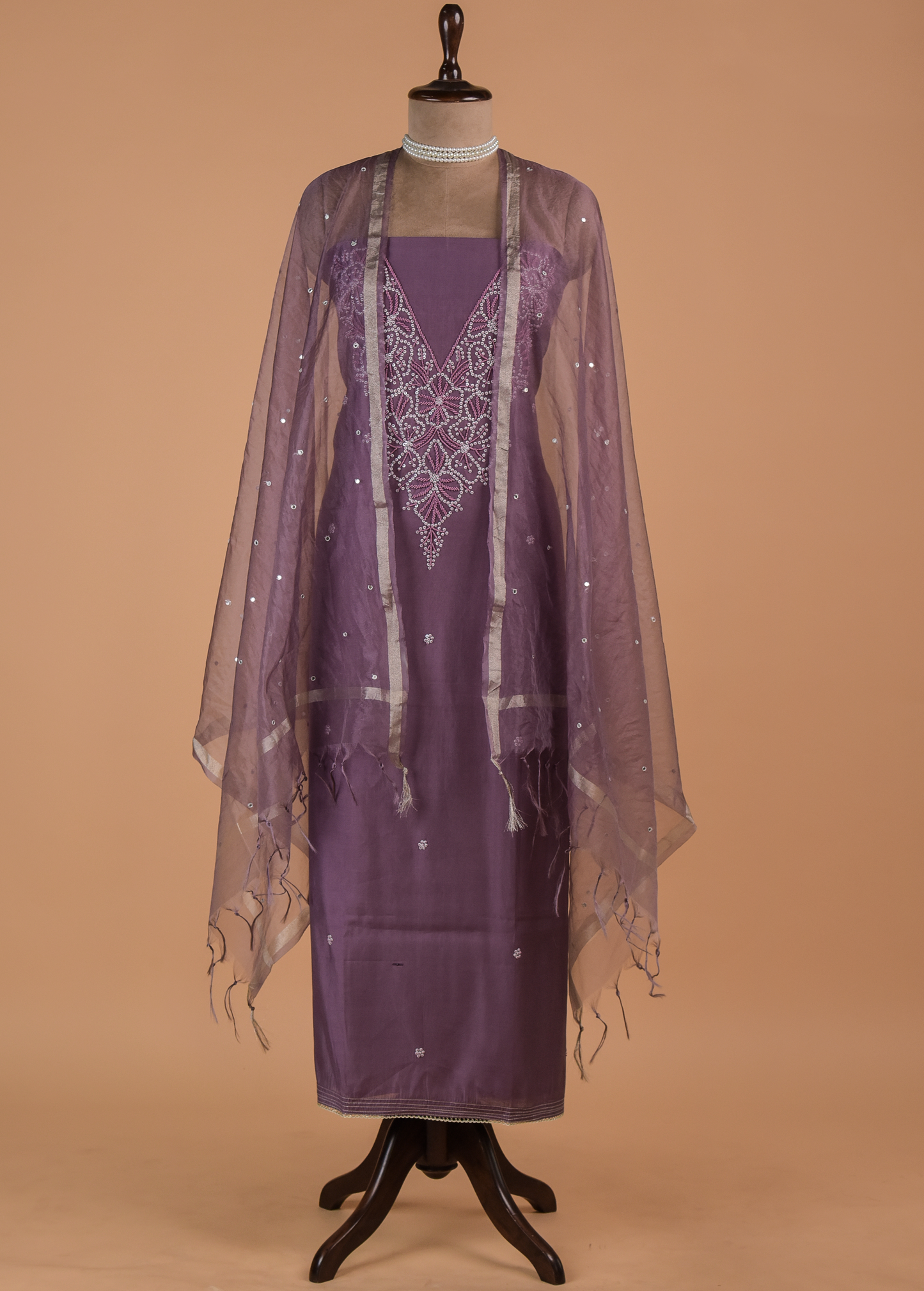 Purple Cotton Dress Material