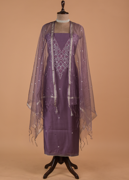 Purple Cotton Dress Material