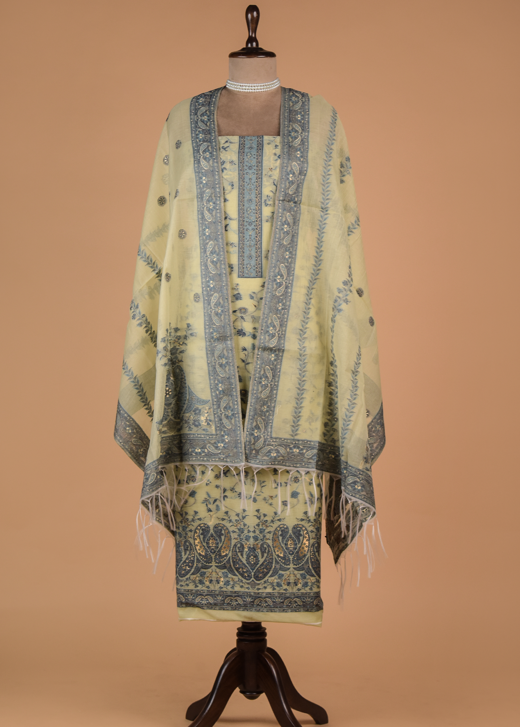 Yellow Cotton Dress Material