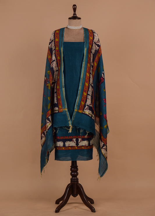 Blue Cotton Dress Material