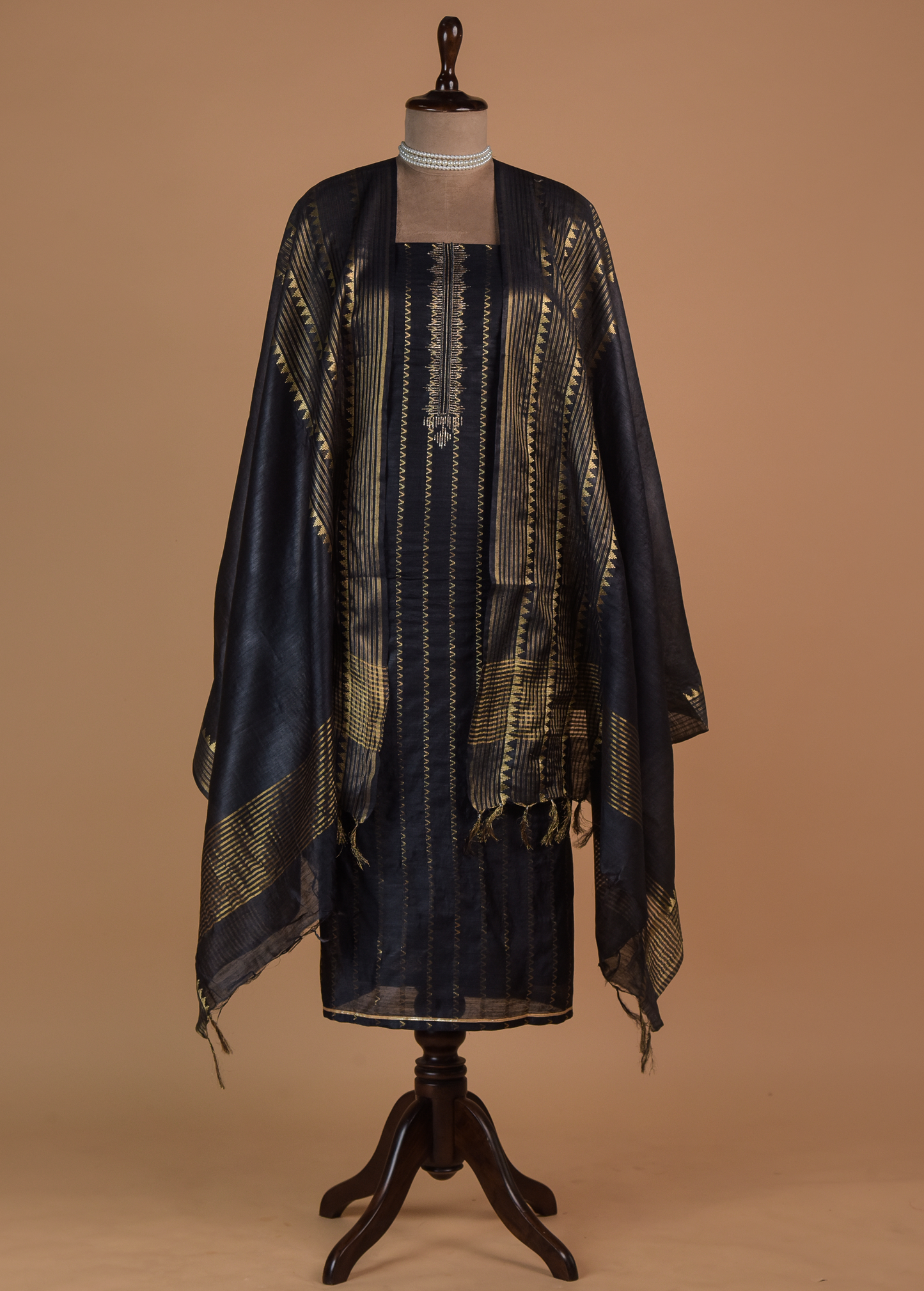 Blue Tussar Dress Material