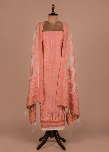 Peach Mulmul Cotton Dress Material