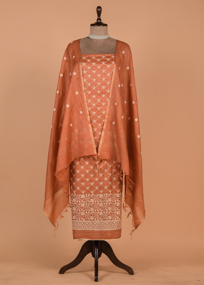 Orange Tussar Dress Material