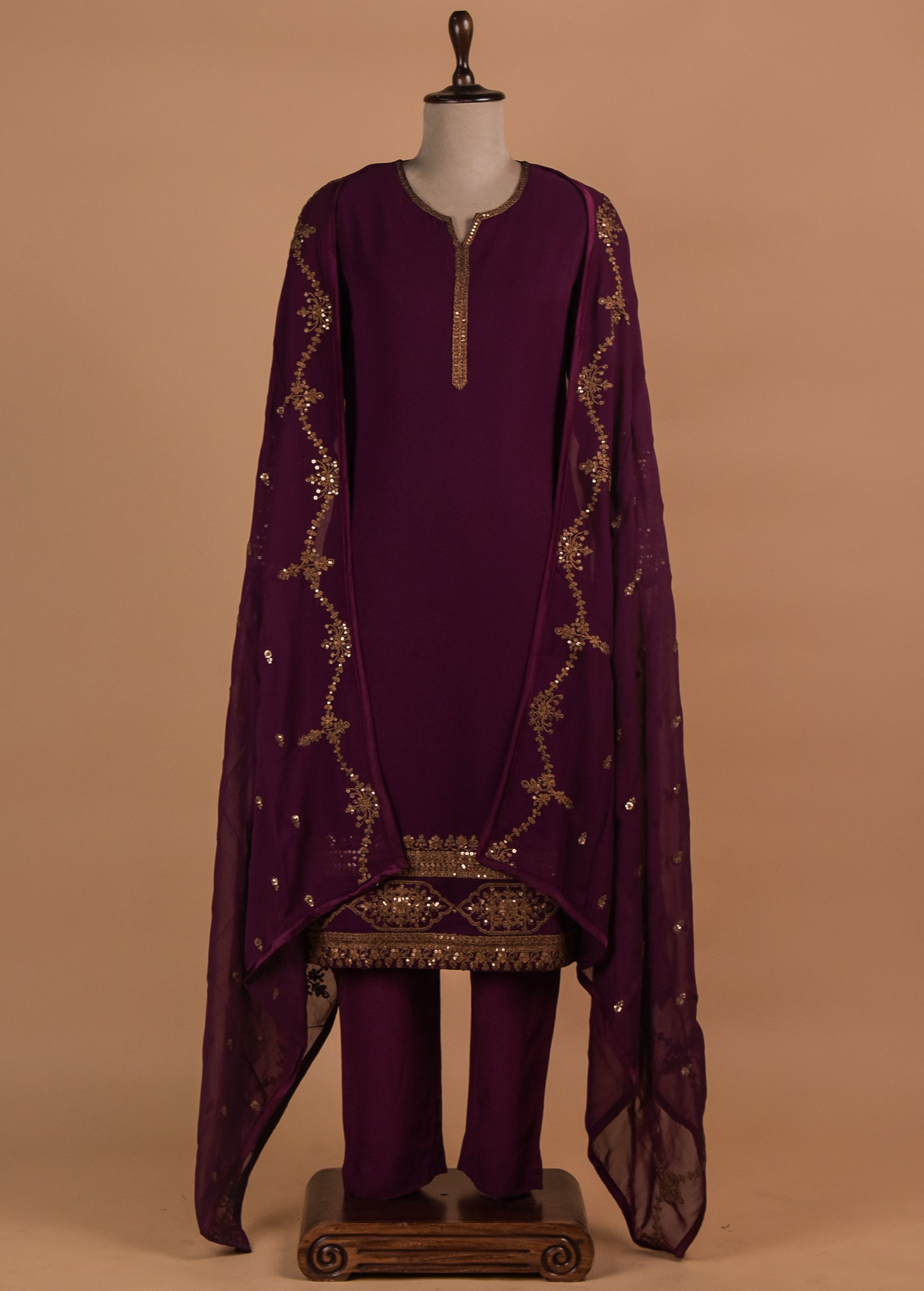 Wine Georgette Straight Set