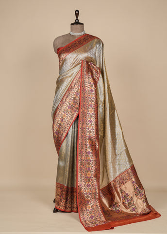 Silver Tissue Silk Kanjeevaram Saree