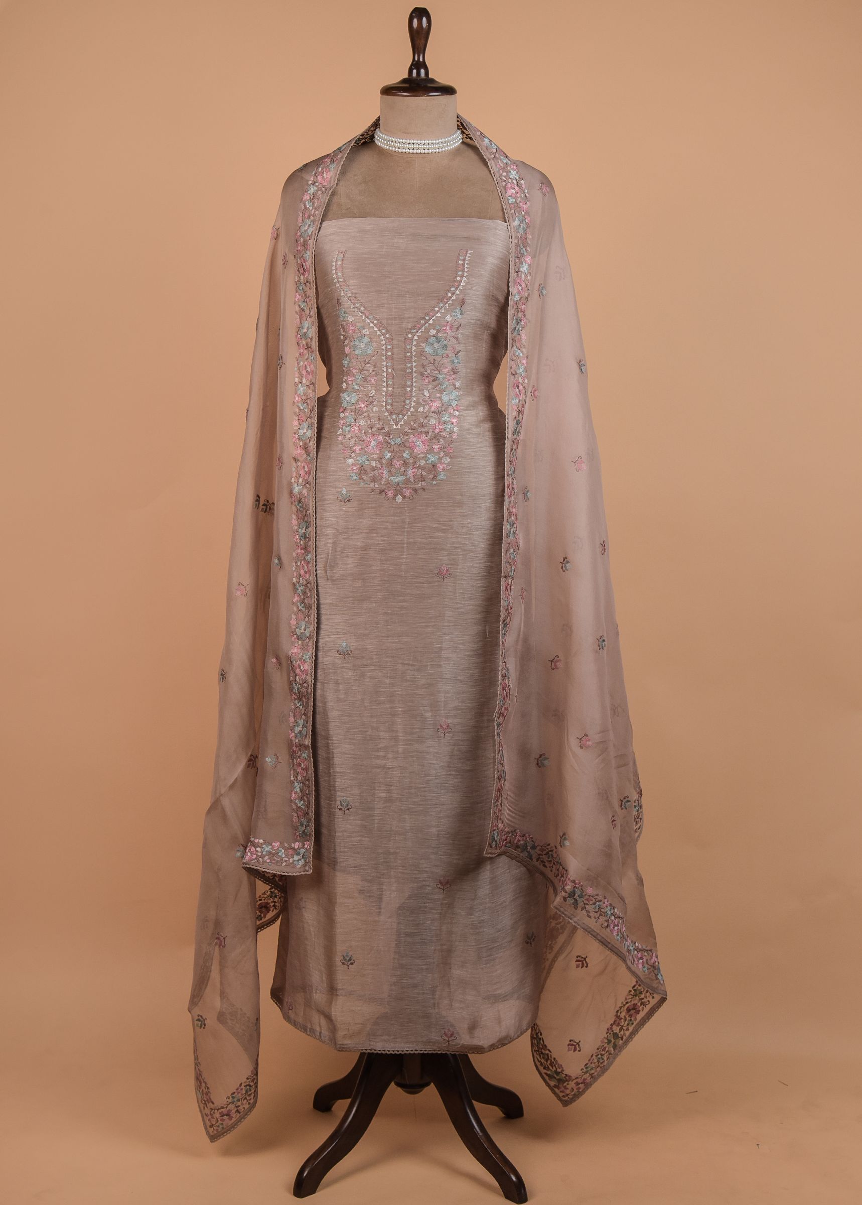 Brown Linen Dress Material