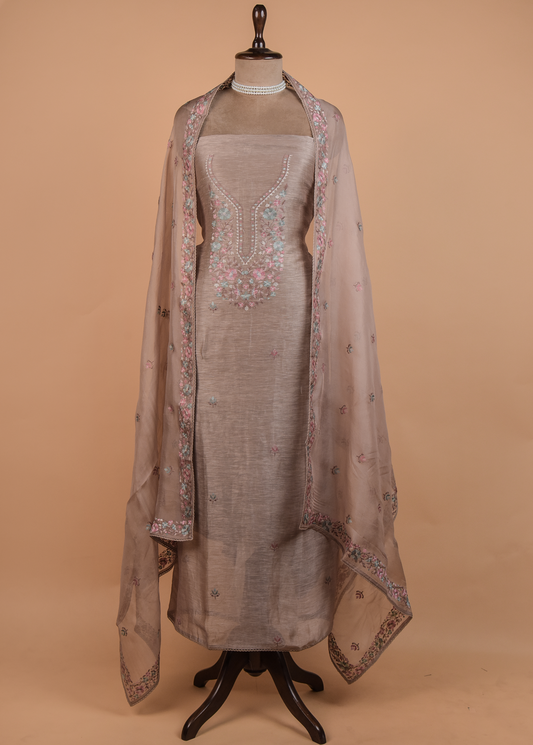 Brown Linen Dress Material